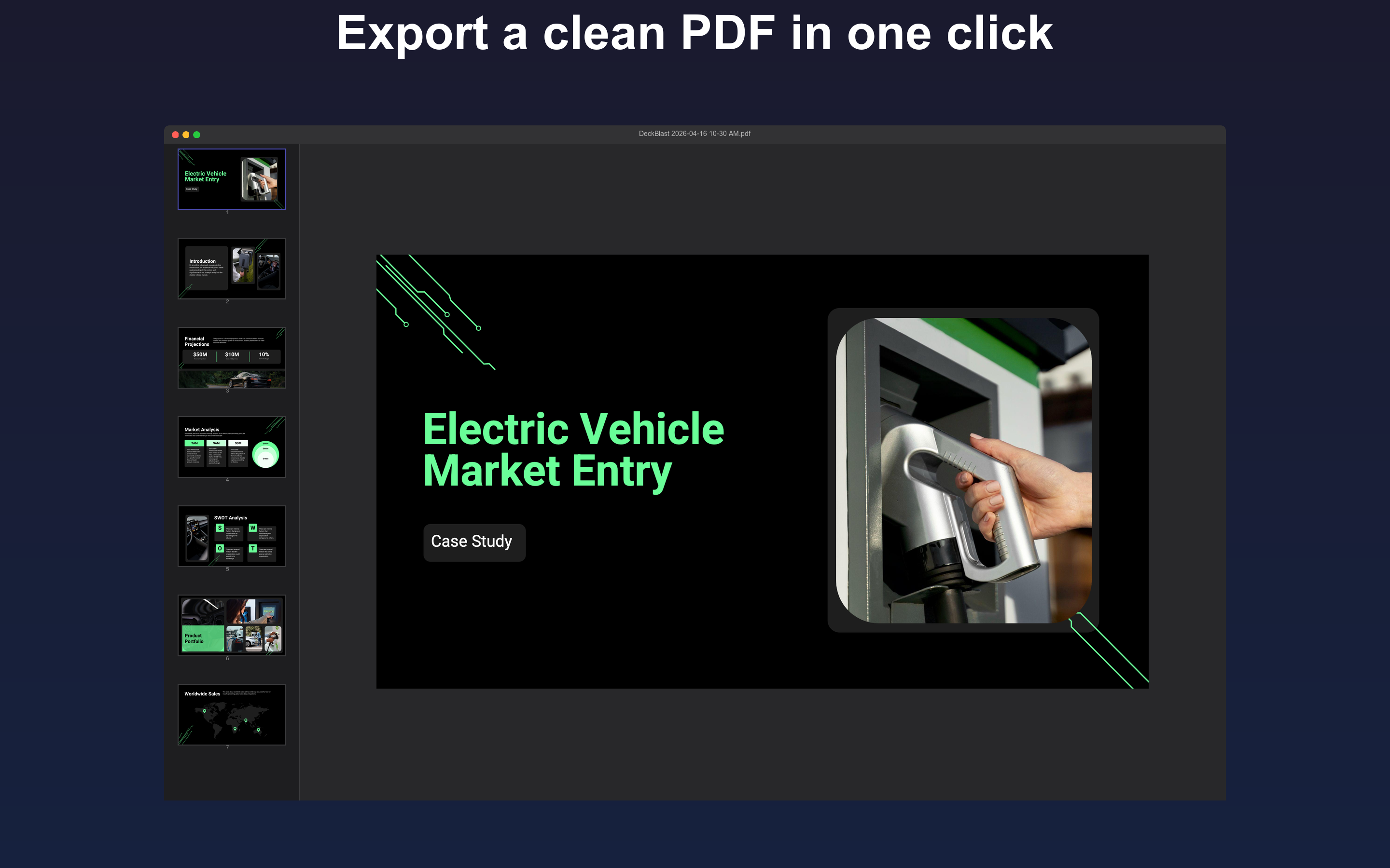 Exported PDF open in Preview showing all captured slides